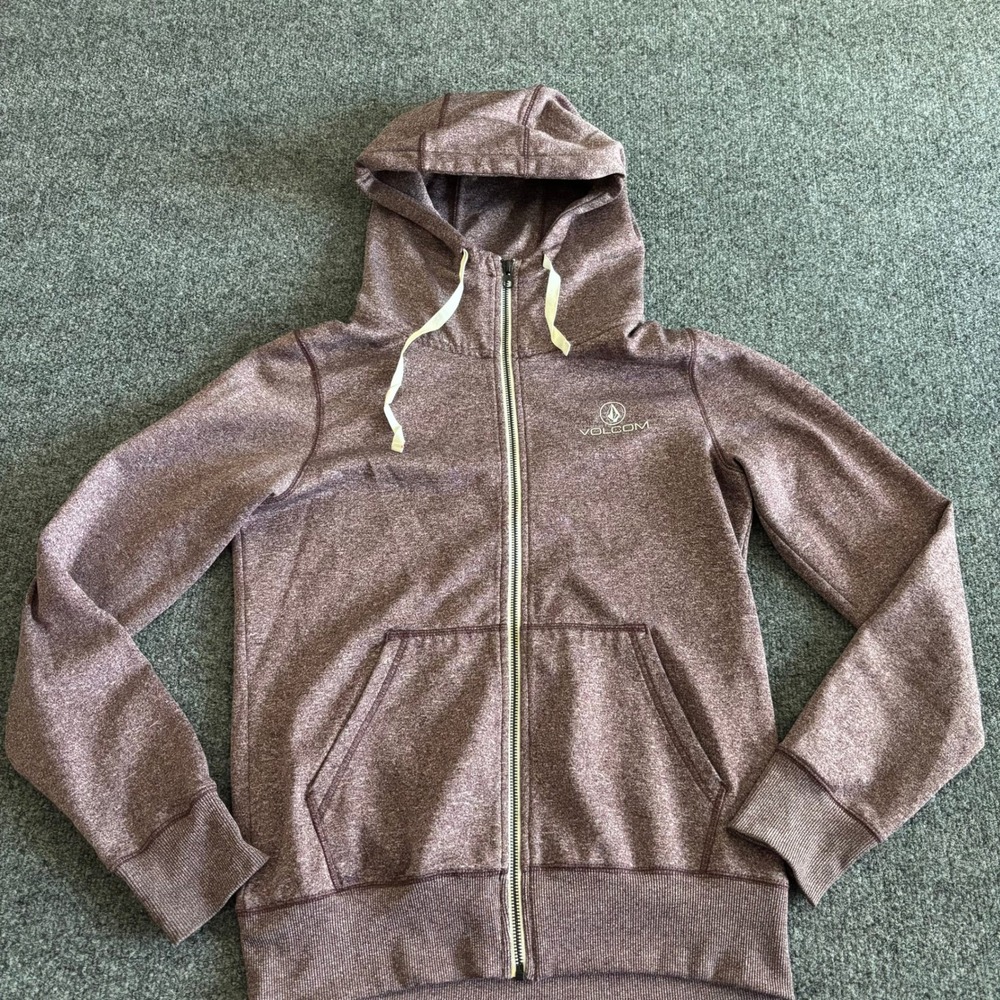 Volcom Cascara Fleece Zip Up Hoodie Burgundy Heather H2451610 Womens Small